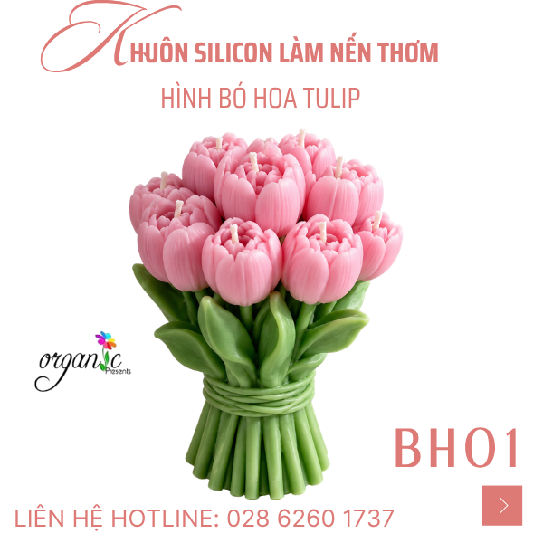 KHUÔN SILICON LÀM NẾN THƠM HÌNH BÓ HOA TULIP (BH01)