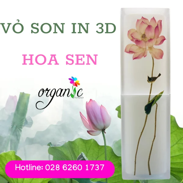 VỎ SON HANDMADE (IN 3D - MÀU TRẮNG HOA SEN) 