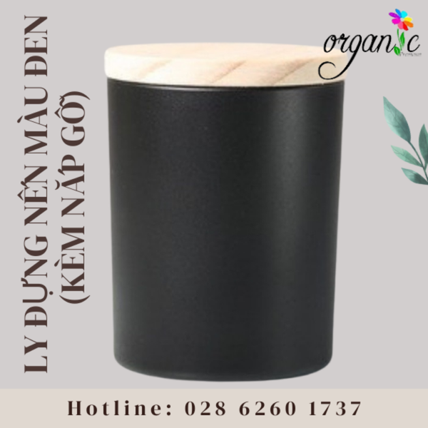 LY THỦY TINH ĐỰNG NẾN THƠM 150G MÀU ĐEN (NẮP GỖ)