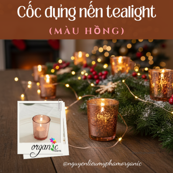 CỐC THỦY TINH ĐỰNG NẾN THƠM / TEALIGHT TRÁNG GƯƠNG 50G (HỒNG)