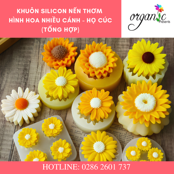 KHUÔN SILICON LÀM NẾN THƠM HÌNH HOA CÚC CÁNH BƯỚM (H44)