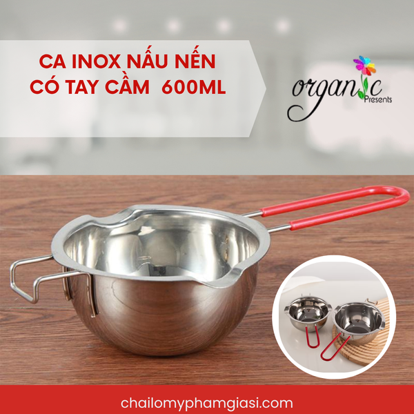 CA INOX NẤU NẾN CÓ TAY CẦM CÁCH NHIỆT 600ML
