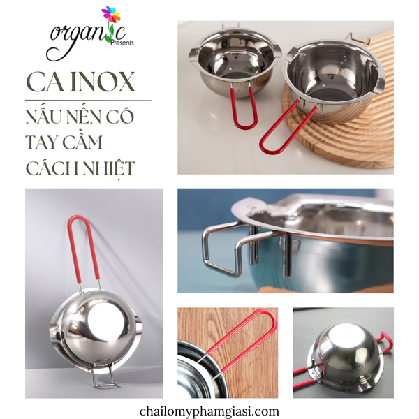 CA INOX NẤU NẾN CÓ TAY CẦM CÁCH NHIỆT 600ML