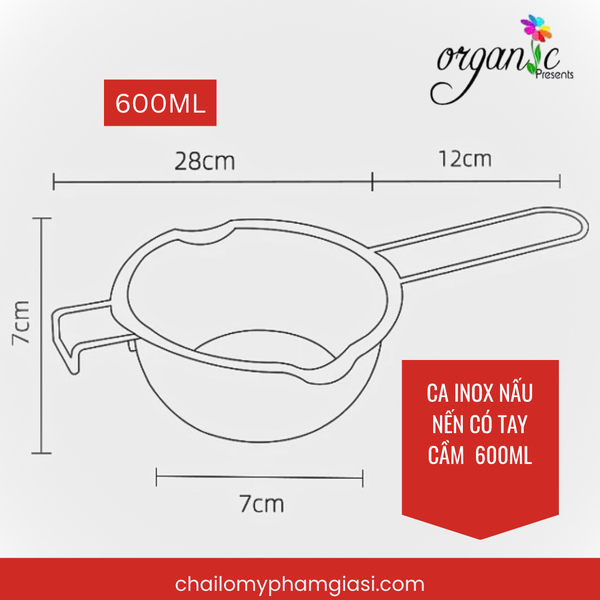 CA INOX NẤU NẾN CÓ TAY CẦM CÁCH NHIỆT 600ML