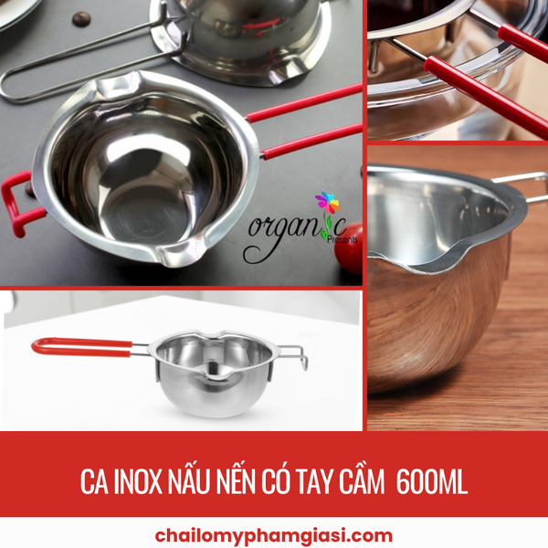 CA INOX NẤU NẾN CÓ TAY CẦM CÁCH NHIỆT 600ML
