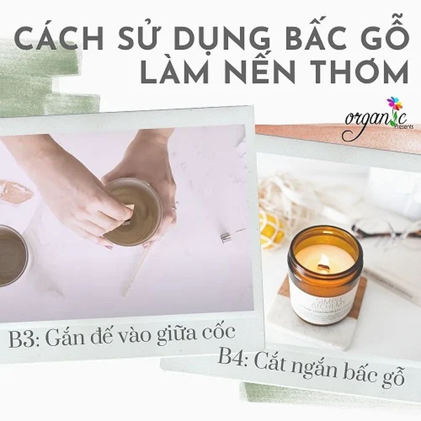 BẤC GỖ LÀM NẾN THƠM (KÈM ĐẾ SẮT)