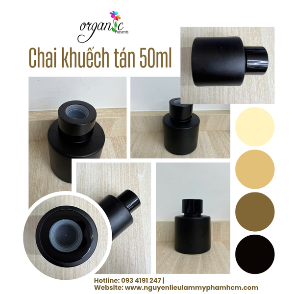 CHAI KHUẾCH TÁN TINH DẦU 50ML (TRỤ TRÒN ĐEN NHÁM - KHOEN ĐEN)