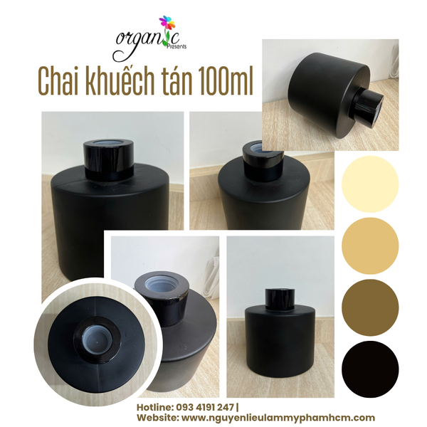 CHAI KHUẾCH TÁN TINH DẦU 100ML (TRỤ TRÒN ĐEN NHÁM - KHOEN ĐEN)