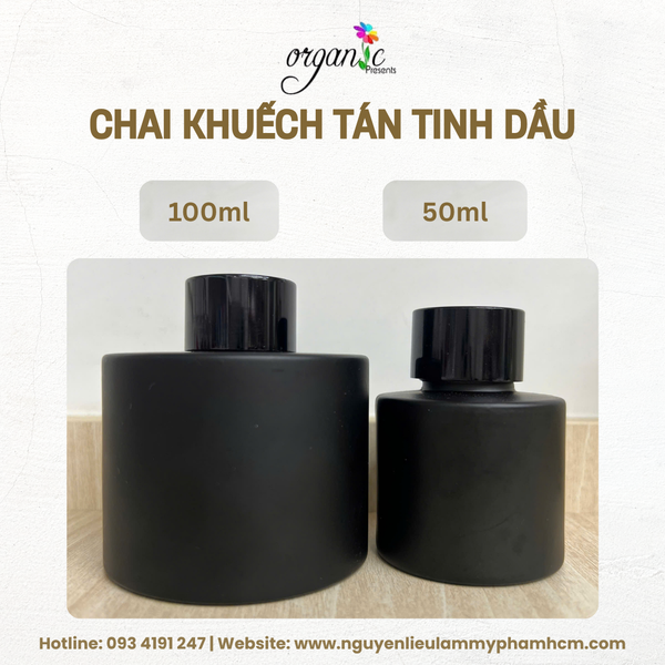 CHAI KHUẾCH TÁN TINH DẦU 100ML (TRỤ TRÒN ĐEN NHÁM - KHOEN ĐEN)