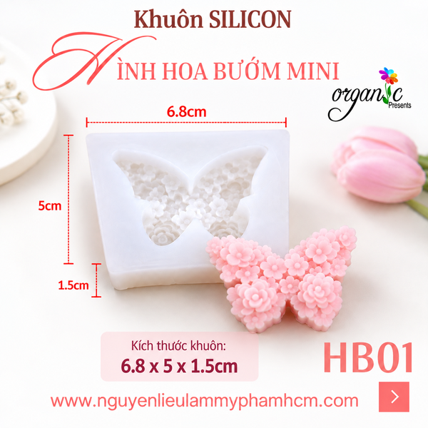 KHUÔN SILICON LÀM NẾN THƠM HÌNH HOA BƯỚM MINI