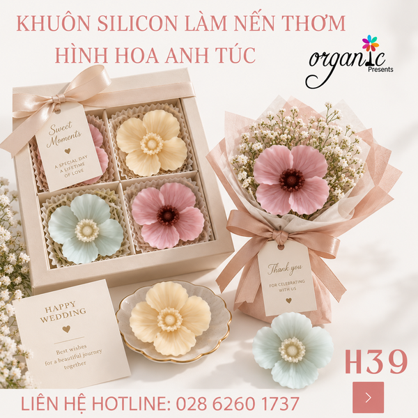 KHUÔN SILICON LÀM NẾN THƠM HÌNH HOA TÚC ANH (H39)