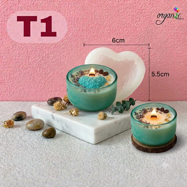 KHUÔN SILICON LÀM NẾN THƠM HÌNH TRÁI TIM PHỦ HOA (T1)