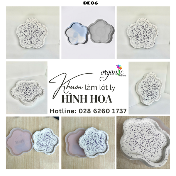 KHUÔN SILICON LÀM ĐẾ LÓT LY (HÌNH HOA CẠNH TRƠN - DE06)