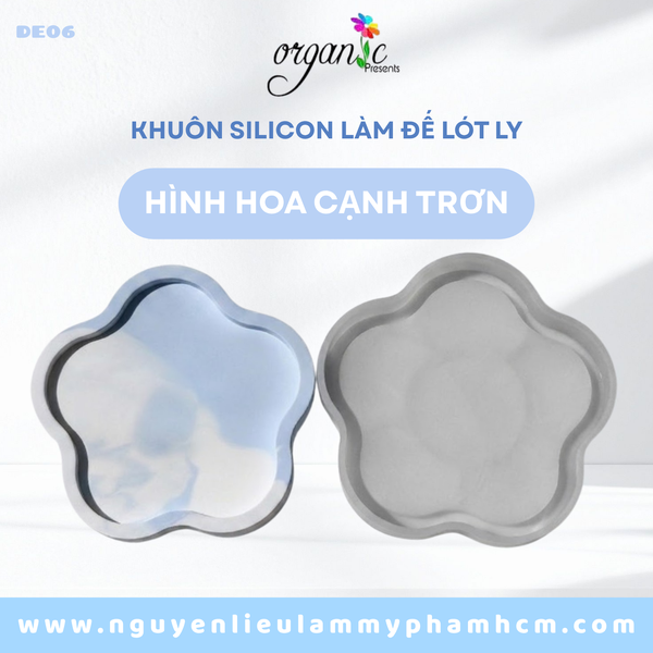 KHUÔN SILICON LÀM ĐẾ LÓT LY (HÌNH HOA CẠNH TRƠN - DE06)