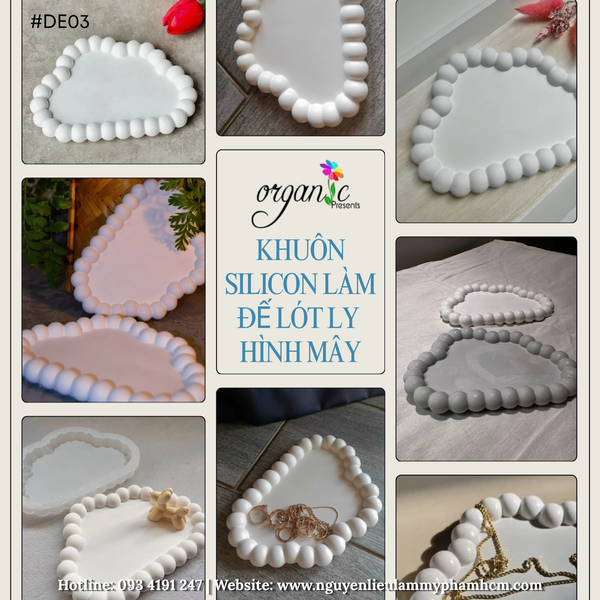 KHUÔN SILICON LÀM ĐẾ LÓT LY (HÌNH MÂY - DE03)