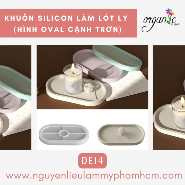 KHUÔN SILICON LÀM ĐẾ LÓT LY (HÌNH OVAL CẠNH TRƠN - DE14)