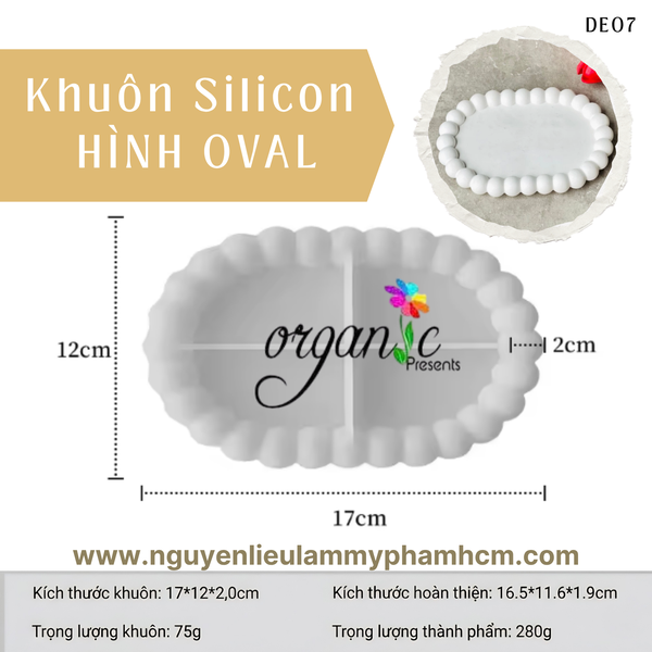 KHUÔN SILICON LÀM ĐẾ LÓT LY (HÌNH OVAL - DE07)