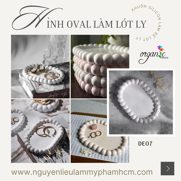 KHUÔN SILICON LÀM ĐẾ LÓT LY (HÌNH OVAL - DE07)