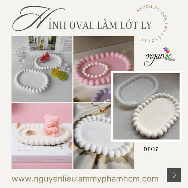 KHUÔN SILICON LÀM ĐẾ LÓT LY (HÌNH OVAL - DE07)