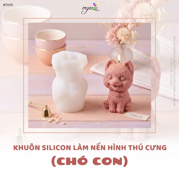 KHUÔN SILICON LÀM NẾN HÌNH THÚ CƯNG (CHÓ CON - DV01)
