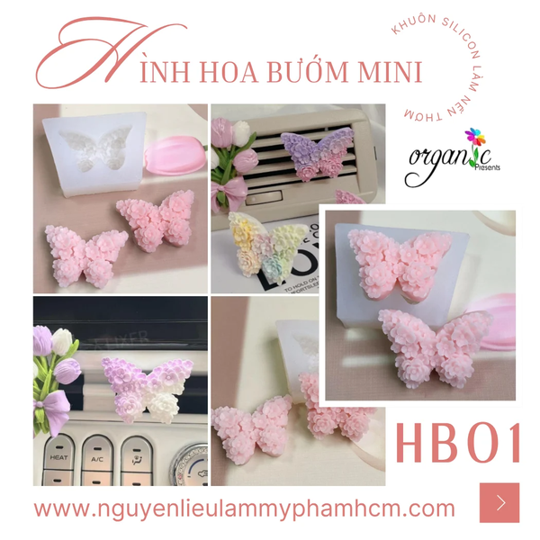 KHUÔN SILICON LÀM NẾN THƠM HÌNH HOA BƯỚM MINI