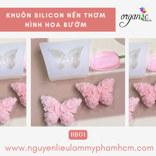 KHUÔN SILICON LÀM NẾN THƠM HÌNH HOA BƯỚM (HB01)