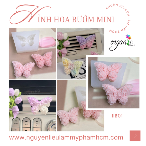 KHUÔN SILICON LÀM NẾN THƠM HÌNH HOA BƯỚM (HB01)