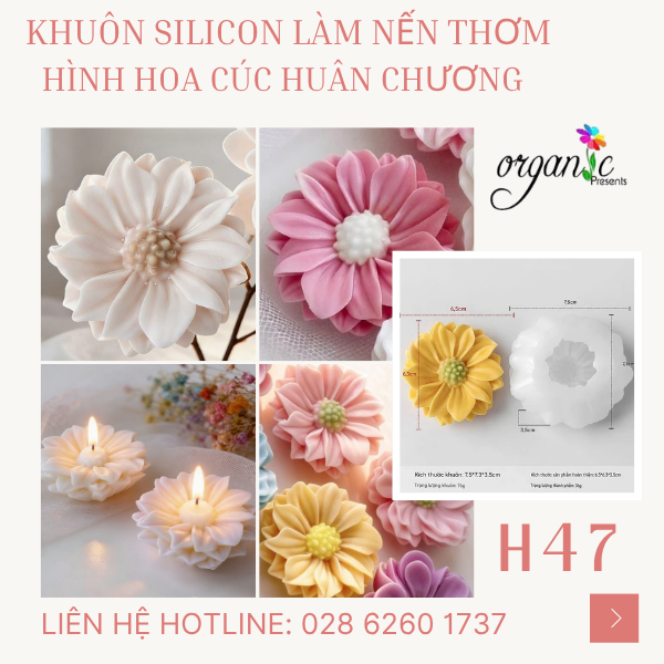 KHUÔN SILICON LÀM NẾN THƠM HÌNH HOA CÚC HUÂN CHƯƠNG (H47)