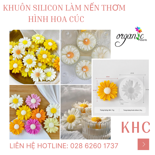 KHUÔN SILICON LÀM NẾN THƠM HÌNH HOA CÚC (KHC)
