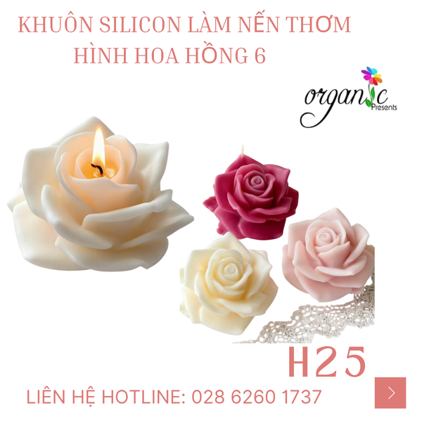 KHUÔN SILICON LÀM NẾN THƠM HÌNH HOA HỒNG 6 (H25)