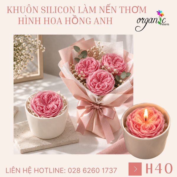 KHUÔN SILICON LÀM NẾN THƠM HÌNH HOA HỒNG ANH (H40)