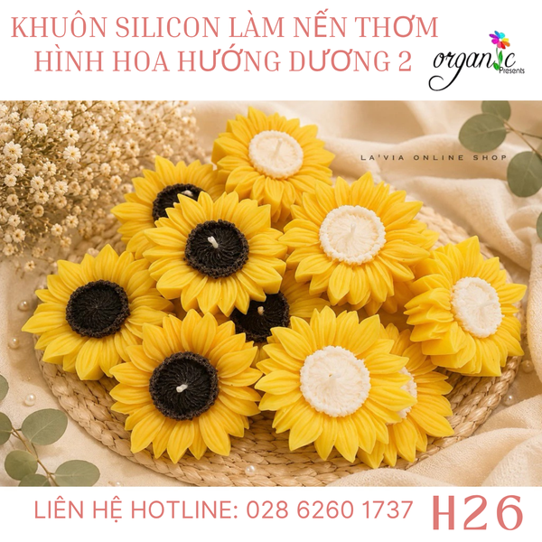 KHUÔN SILICON LÀM NẾN THƠM HÌNH HOA HƯỚNG DƯƠNG 2 (H26)