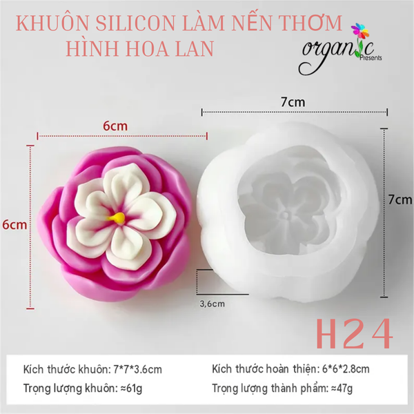 KHUÔN SILICON LÀM NẾN THƠM HÌNH HOA LAN (H24)