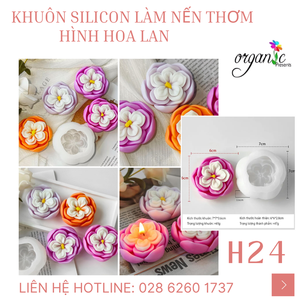 KHUÔN SILICON LÀM NẾN THƠM HÌNH HOA LAN (H24)