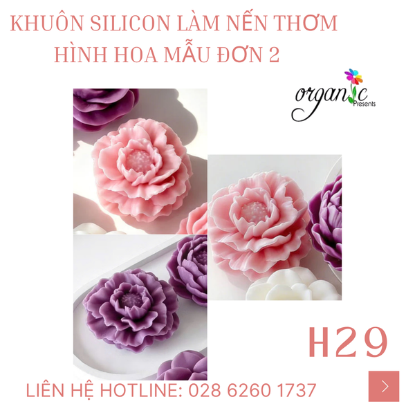 KHUÔN SILICON LÀM NẾN THƠM HÌNH HOA MẪU ĐƠN 2 (H29)