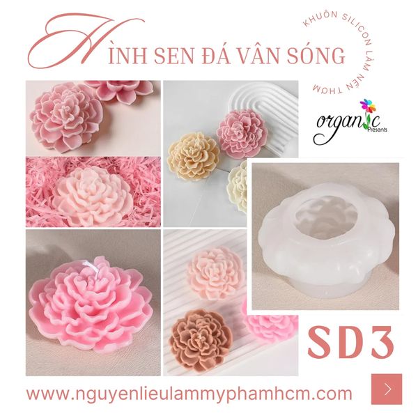KHUÔN SILICON LÀM NẾN THƠM HÌNH HOA SEN ĐÁ 3 (SD3)