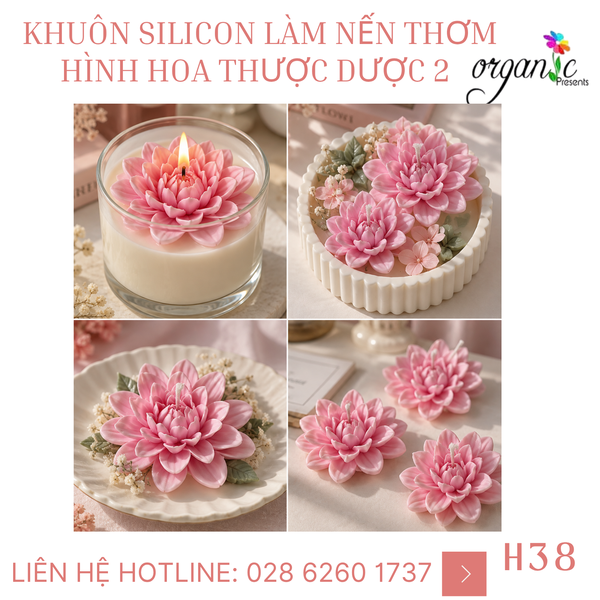 KHUÔN SILICON LÀM NẾN THƠM HÌNH HOA THƯỢC DƯỢC 2 (H38) 