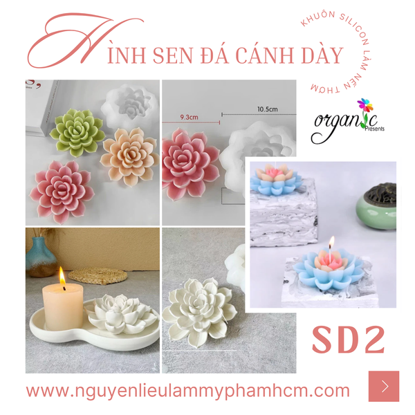 KHUÔN SILICON LÀM NẾN THƠM HÌNH SEN ĐÁ 2 (SD2)
