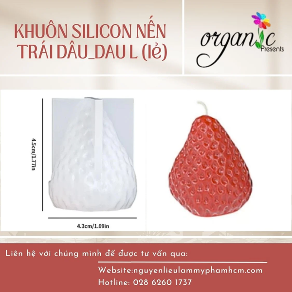 KHUÔN SILICON LÀM NẾN THƠM HÌNH TRÁI DÂU (ĐỦ SIZE) (KHUÔN 1 TRÁI)