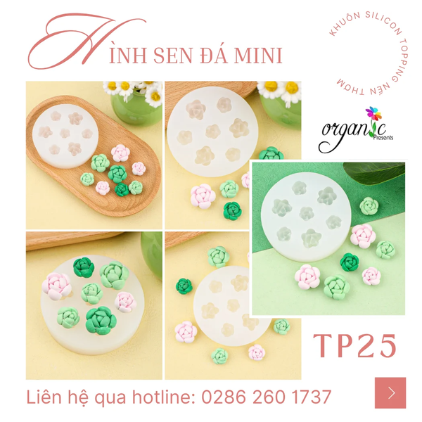 KHUÔN SILICON TOPPING HÌNH SEN ĐÁ ( TP25 )
