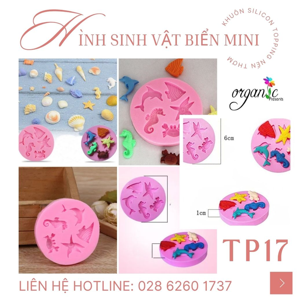 KHUÔN SILICON TOPPING HÌNH SINH VẬT BIỂN MINI