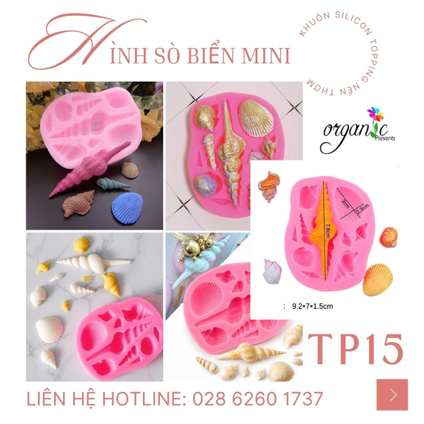 KHUÔN SILICON TOPPING HÌNH SÒ BIỂN MINI TP15