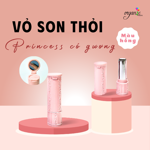 VỎ SON THỎI PRINCESS CÓ GƯƠNG (MÀU HỒNG) 