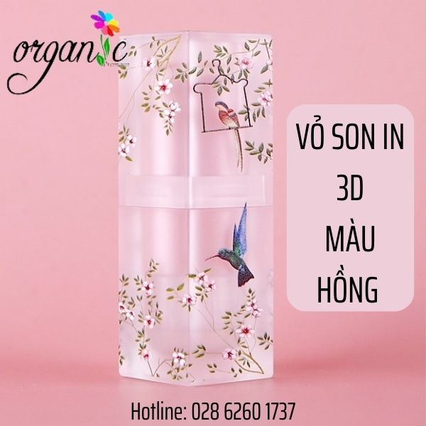 VỎ SON HANDMADE (IN 3D NHÁM - MÀU HỒNG) 