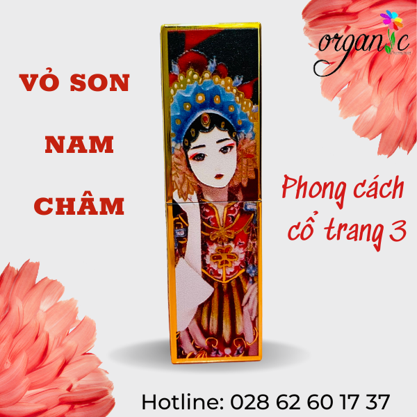 VỎ SON HANDMADE (NAM CHÂM - IN 3D CỔ TRANG VƯƠNG MIỆN XANH)