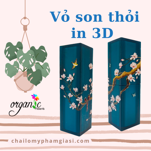 VỎ SON HANDMADE (IN 3D - MÀU XANH HOA TRẮNG)