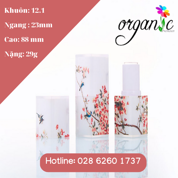 VỎ SON HANDMADE (IN 3D - MÀU TRẮNG HOA ĐỎ)
