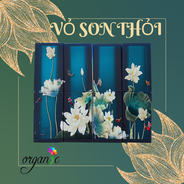 VỎ SON HANDMADE (IN 3D - MÀU XANH HOA SEN TRẮNG)