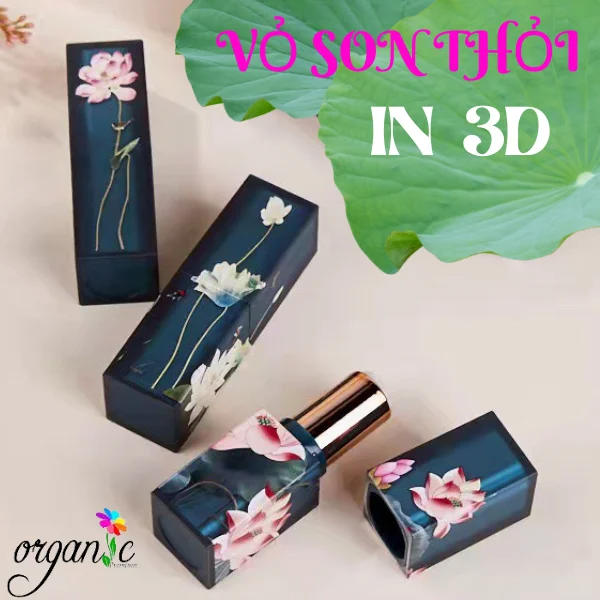 VỎ SON HANDMADE (IN 3D - MÀU XANH HOA SEN TRẮNG)