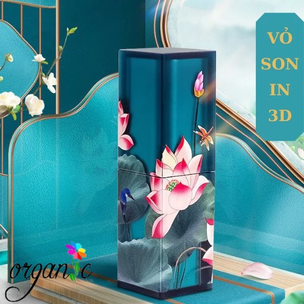 VỎ SON HANDMADE (IN 3D - MÀU XANH HOA SEN HỒNG)